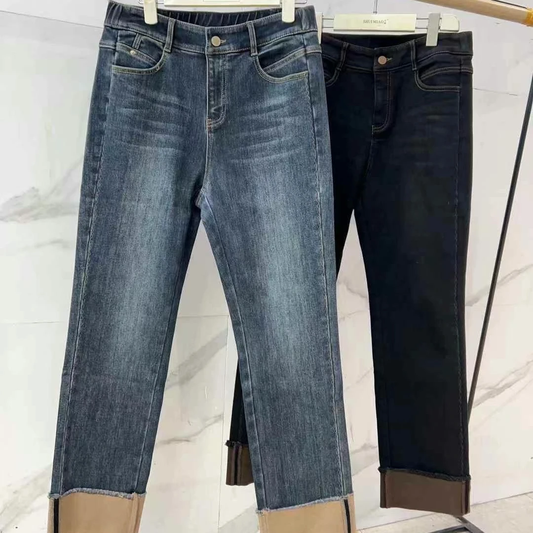 水淼2024-秋冬新款9358-烟管裤百搭显瘦一体绒