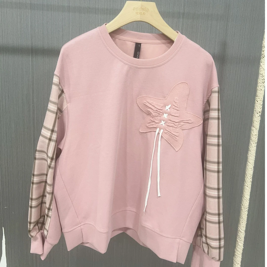 水淼2025-春季新款0026-时尚休闲拼接卫衣