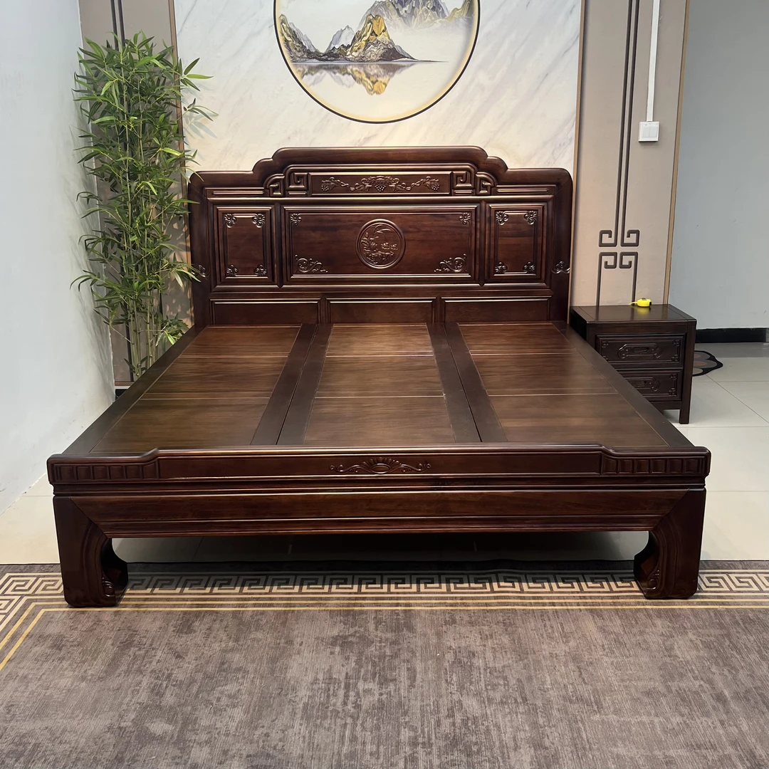 【南墨】南美檀木古典家具储物家用雕花大床双人床主卧高箱成套婚床