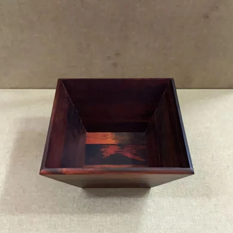 741 大红酸枝榫卯精工米斗摆件