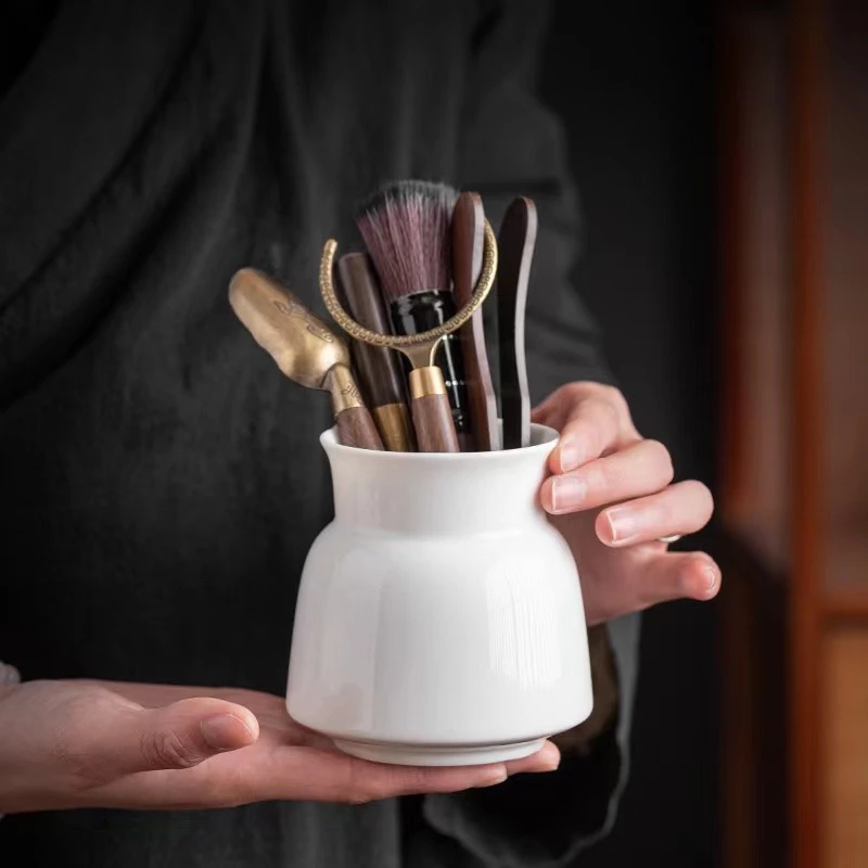 德化白瓷羊脂玉瓷茶道六君子上釉茶具陶瓷中式茶夹家用