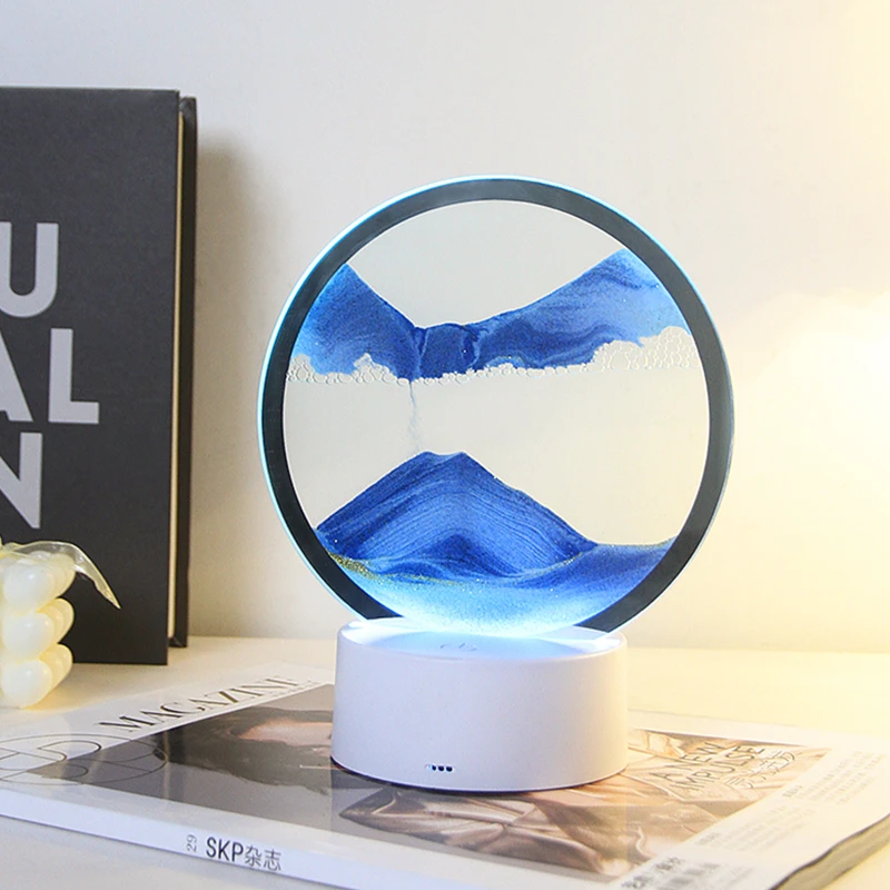 创意3D流沙画台灯床头sub七彩小夜灯国画卧室摆件网红地摊小台灯