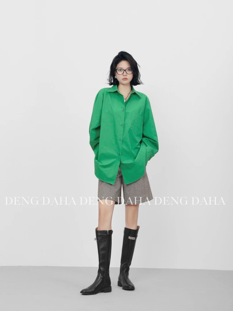 「简约风尚」秋季复古宽松休闲长袖百搭衬衫HBZC641140 nnassa