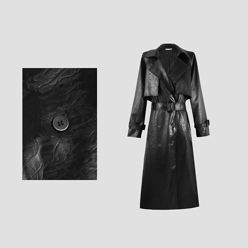 【好】【大哈】2024新款气质收腰修身皮衣中长款HBZA917060