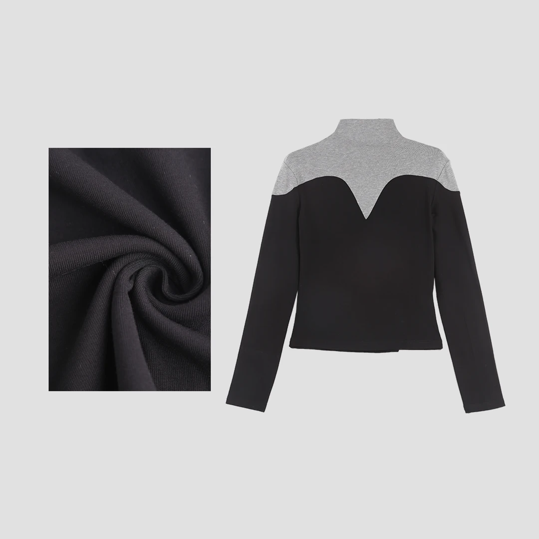 「基本定律」2024秋冬时尚撞色拼接半高领上衣HBZC641201 nnassa