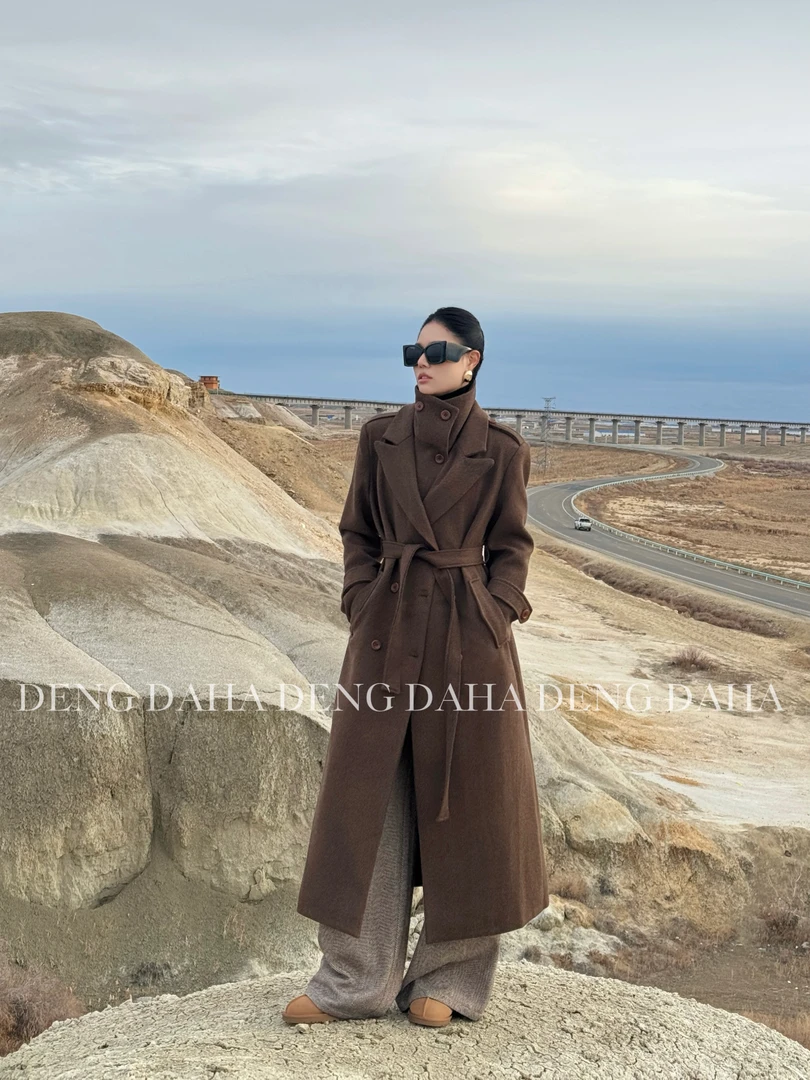 T「绅雅都市」24冬季中长款大翻领保暖风衣外套HBZC917347 nnassa