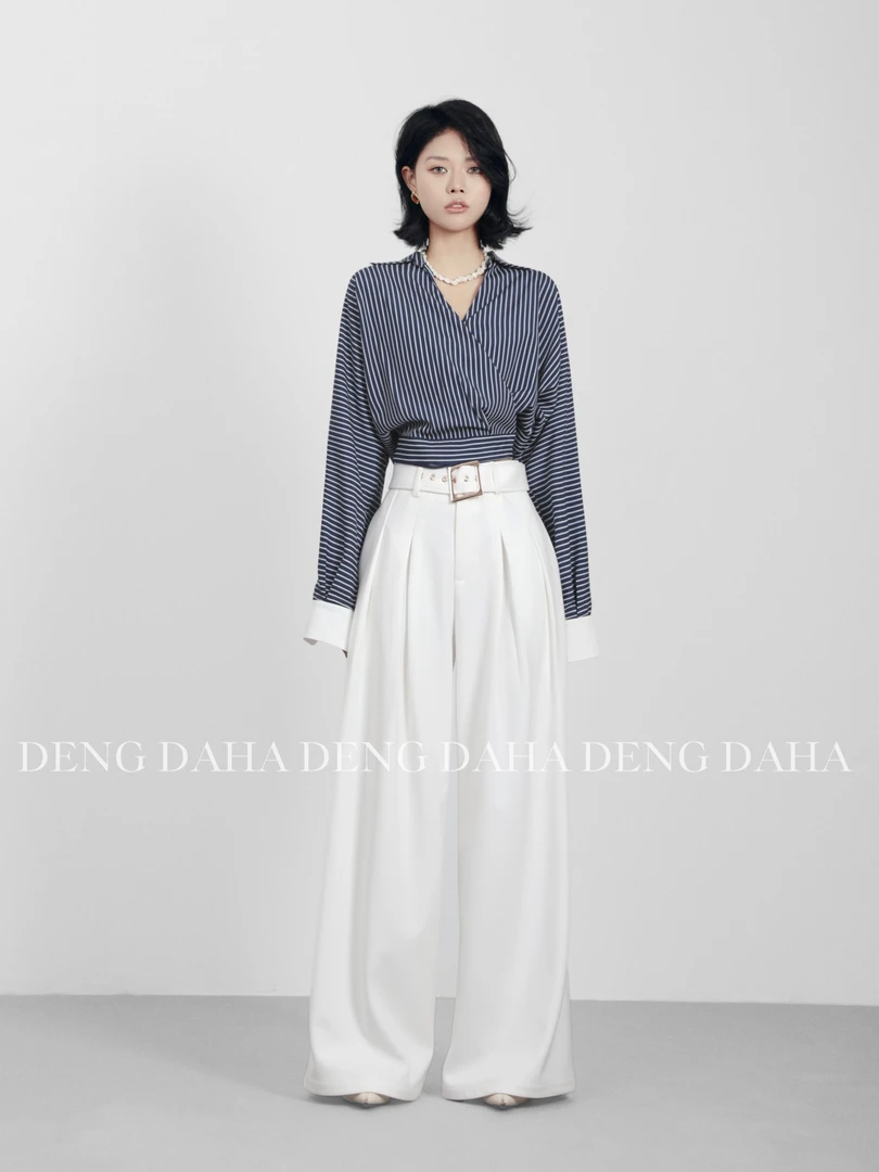 「松弛主义」2024秋季气质条纹通勤长袖休闲衬衫 HBZC621084 nnassa