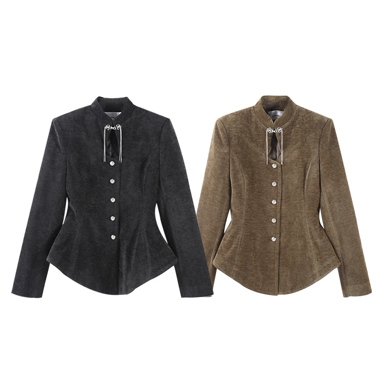 DENGDAHA「馥郁晚香」秋冬中式复古盘扣长袖短款上衣HBZC621124