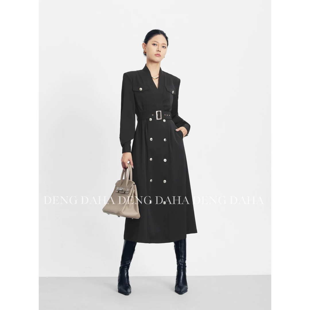 「气场佳人」秋冬风衣女中长款优雅气质连衣裙HBZC621060 nnassa