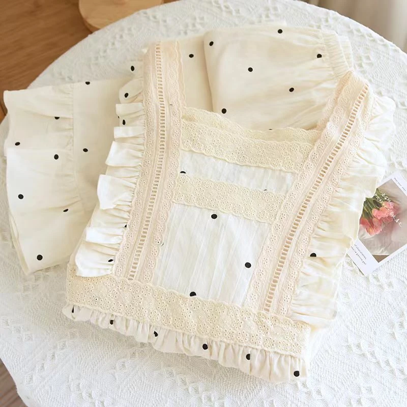 【大倩精选】全棉家居服套装睡衣清新波点