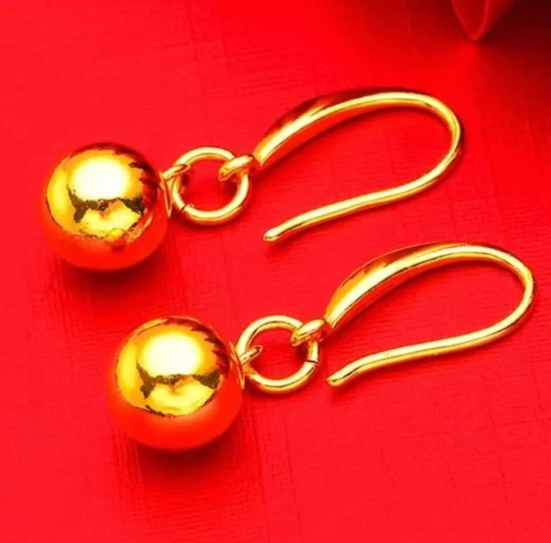 铜合金耳饰 精致简约亮面圆珠耳钩款时尚百搭高级感气质经典光珠