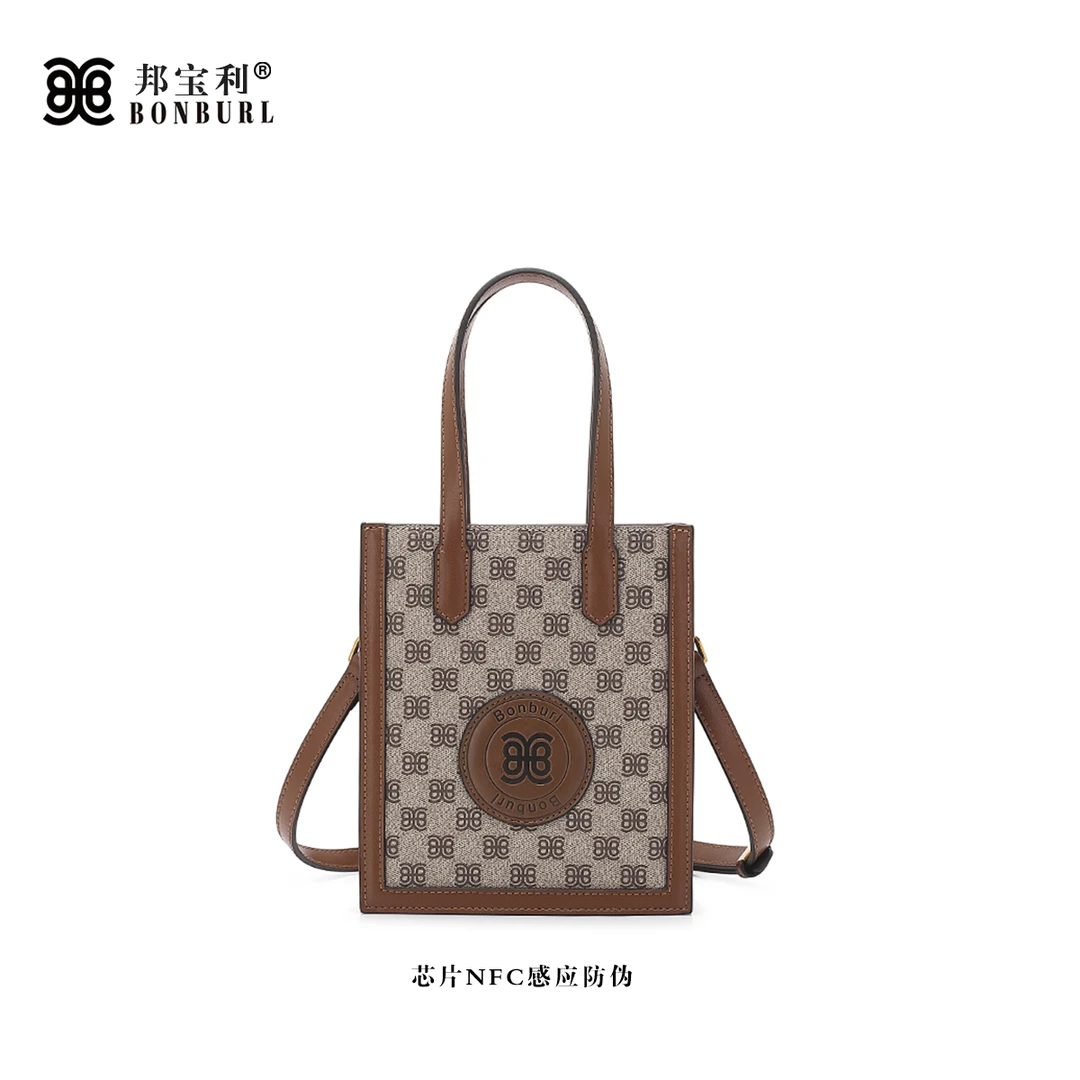 Bonburl/邦宝利女士秋冬新款美拉德棕琴谱包复古单肩斜挎包6075
