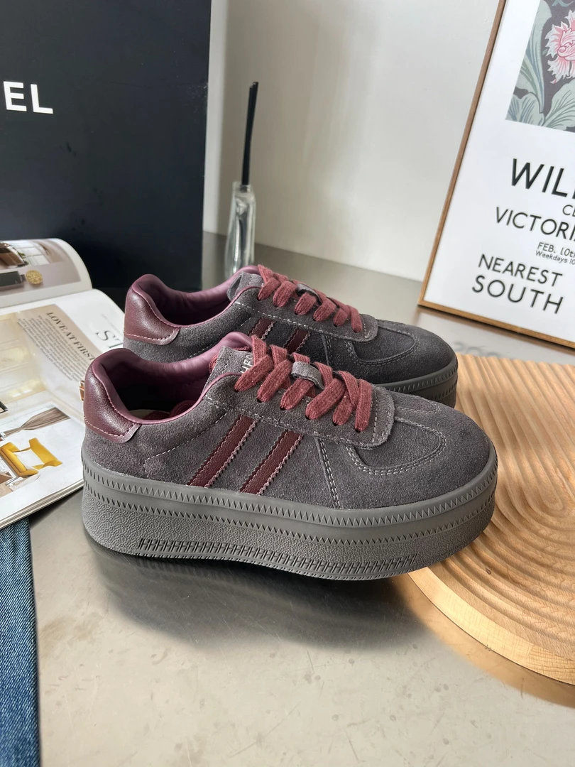 【B28】2024年新款厚底女真皮休闲鞋女德训鞋女9169