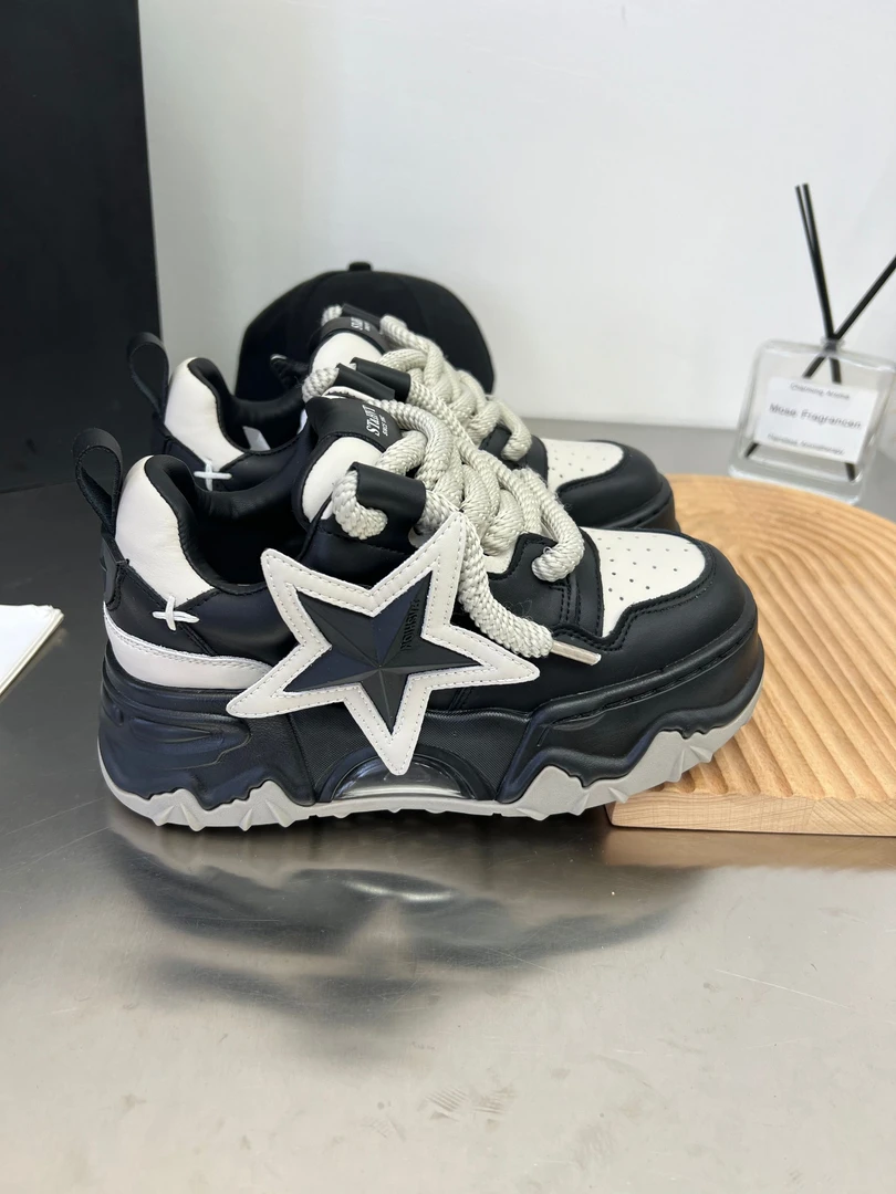 【B12】（大星星）2024年新款厚底女真皮休闲鞋6528-10