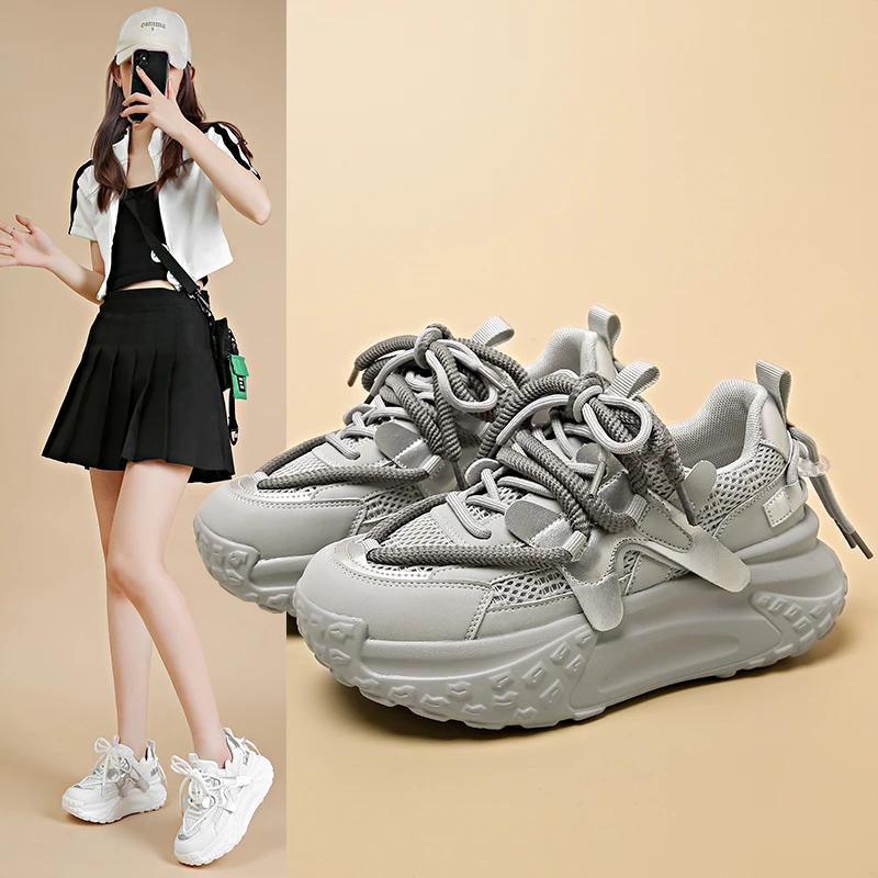 【金】小个子厚底鞋女2024夏季款网红时尚百搭韩版配裙子白鞋