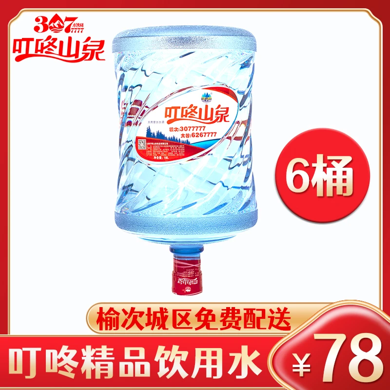 【免费配送】咚精品饮用水18L/桶 6桶 桶装水 需押桶