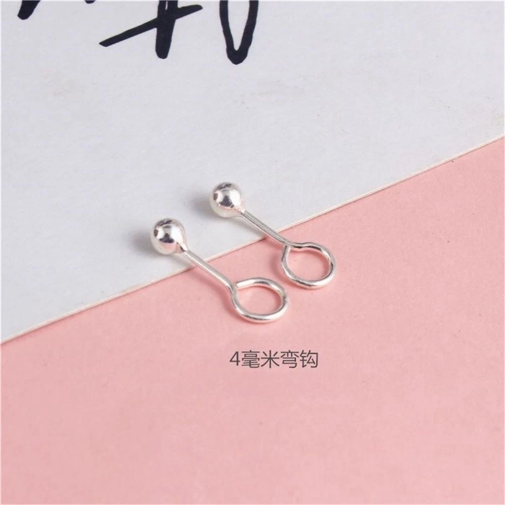 足银耳饰 弯钩养耳洞豆豆耳钉简约百搭气质优雅时尚女光面耳针