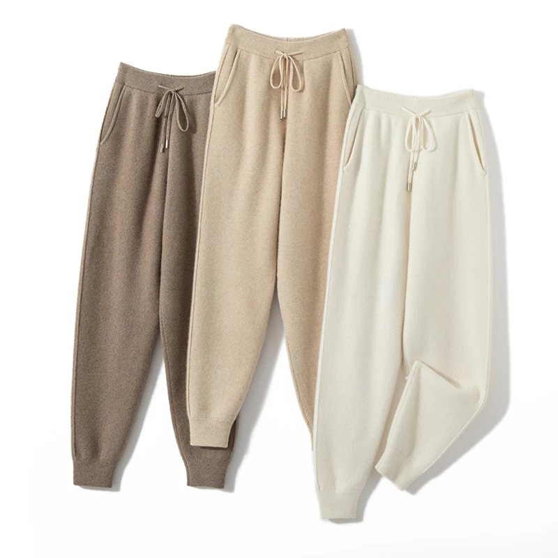 100%纯山羊绒四平加厚小脚裤-N8687