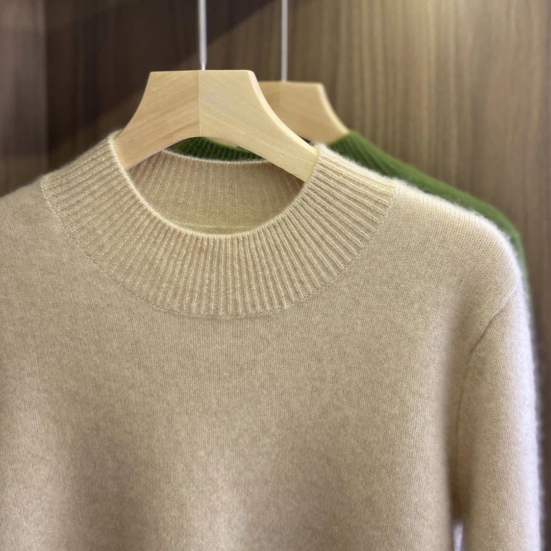 【新双股加厚】-半高领羊绒衫女七针双股-1