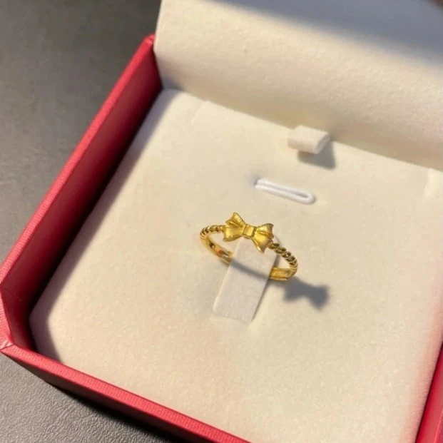 驰锦 钛钢戒指 蝴蝶结戒指磨砂在逃公主蝴蝶结手饰品女久不掉色