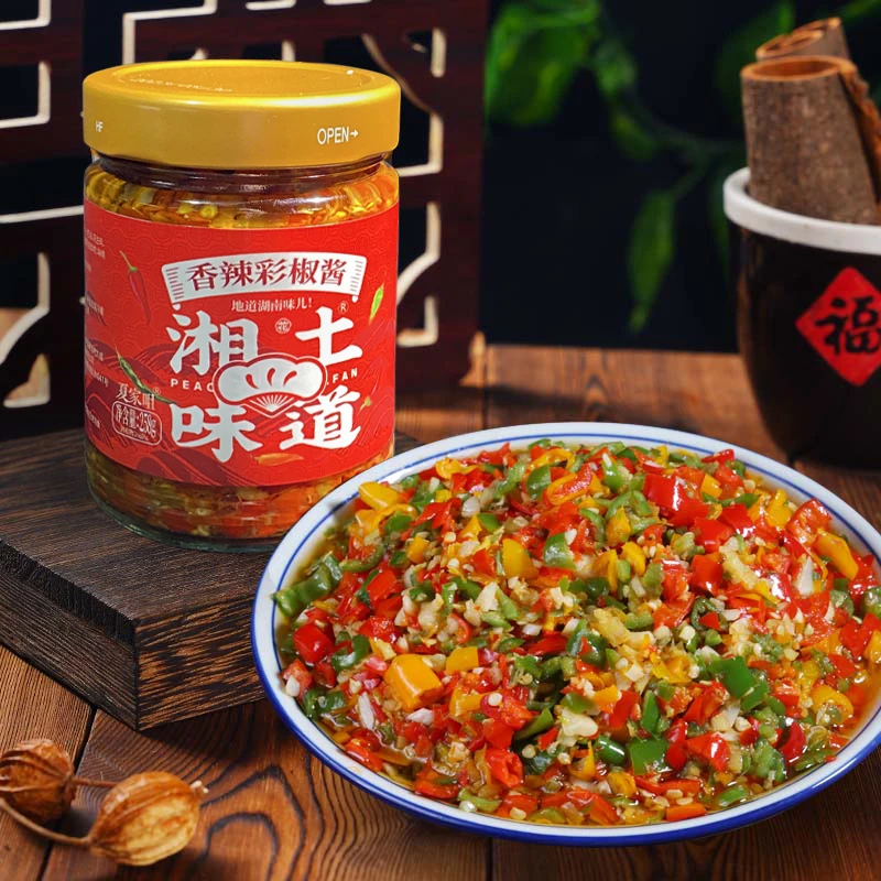 湖南特色下饭酱香辣彩椒酱248g/瓶拌面拌饭香辣爽口新鲜辣椒酱