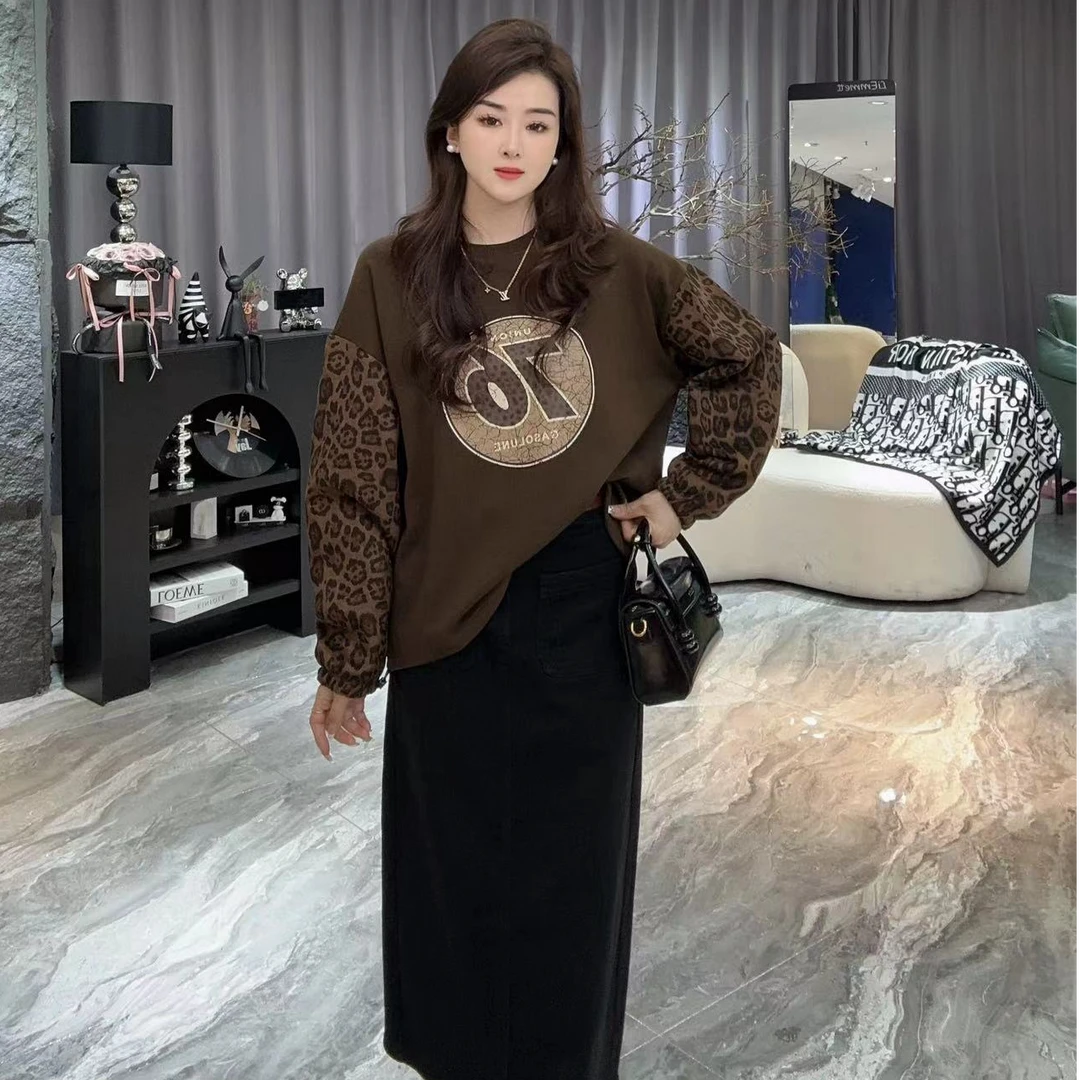 小凉家（U）8918休闲百搭宽松圆领洋气韩版上衣