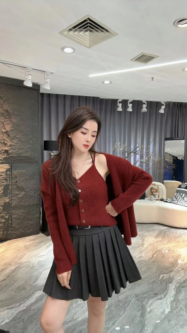 小凉家1928秋冬新款宽松气质潮流针织开衫外穿慵懒风两件套套装