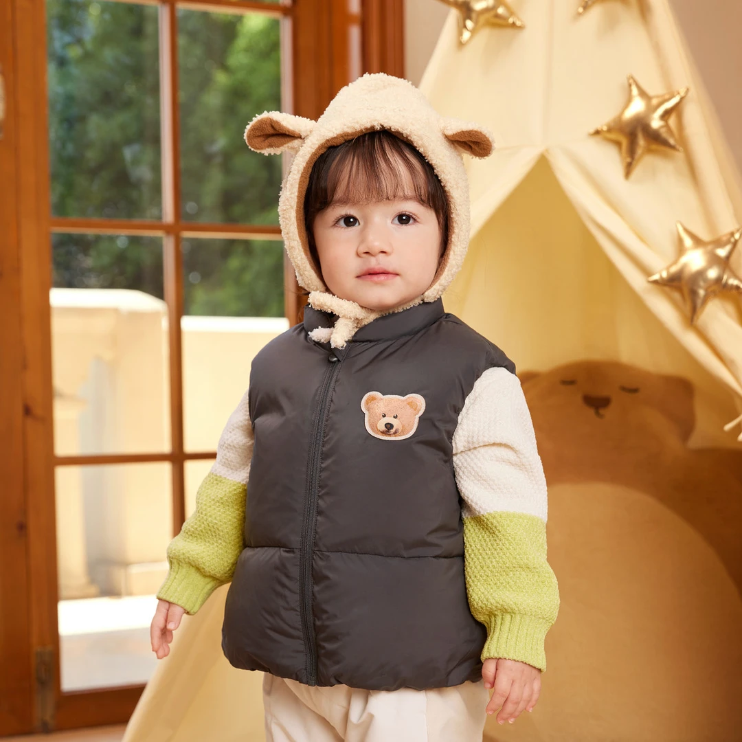 【商场同款】婴儿宝宝羽绒马甲男女童加厚马夹背心2024冬装白鸭绒