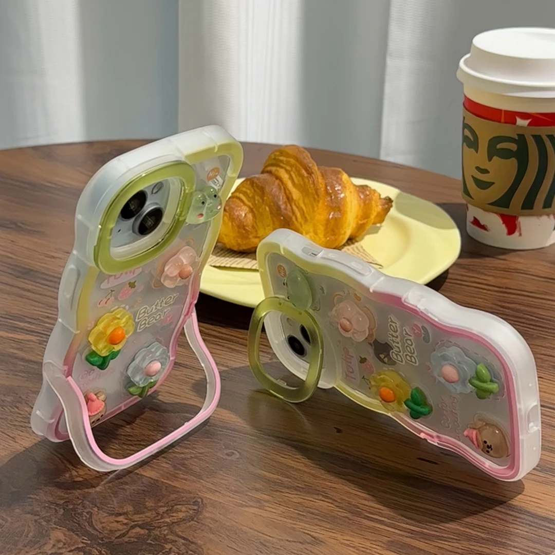 欧克里里立体青蛙花支架苹果14iPhone15promax可爱13女12手机壳11