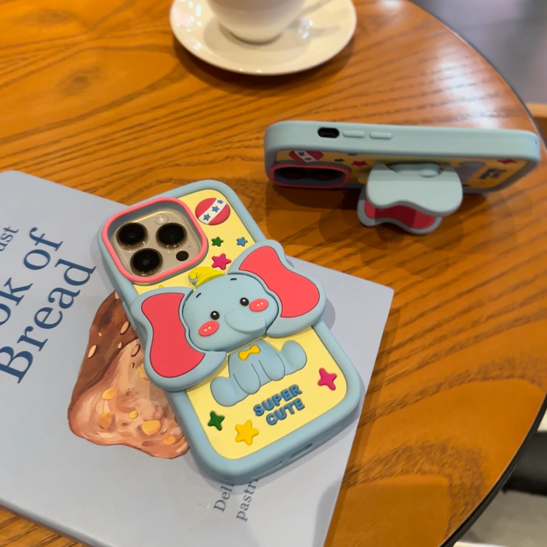 欧克里里蓝色小象适用苹果16promax手机壳15/14立体硅胶13/12/11