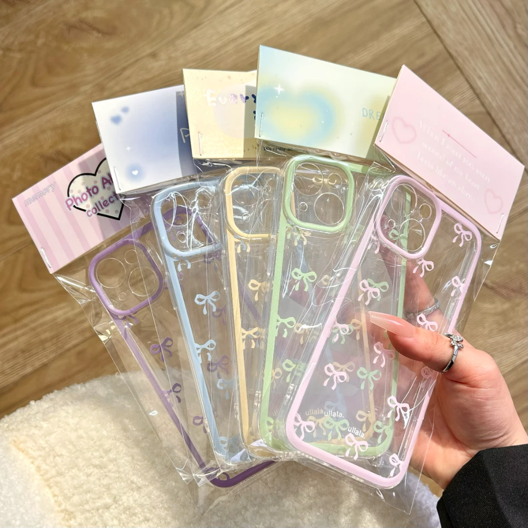 欧克里里蝴蝶结适用苹果15手机壳13promax/14透明华为vivo小米壳