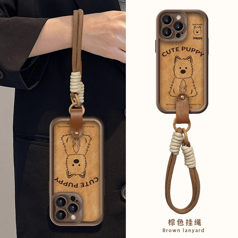 欧克里里精孔cute西高地适用苹果16挂绳手机壳华为vivo小米14oppo