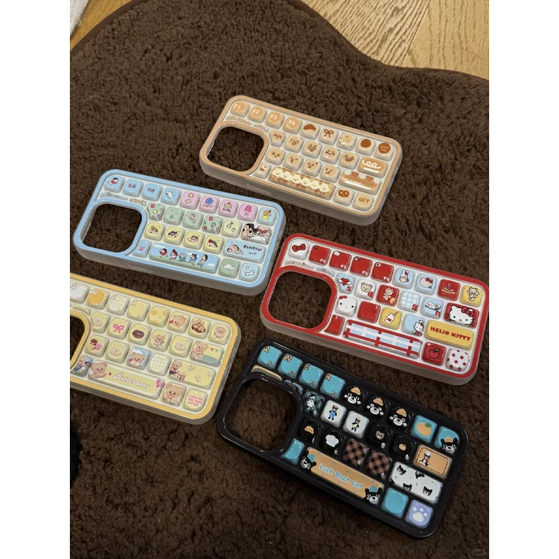 欧克里里黄油熊小新kt键盘壳适用iPhone16/15创意手机壳14/13/12