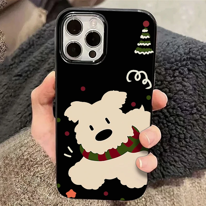 欧克里里圣诞围巾狗狗适用iPhone16/15手机壳苹果14果冻壳13/12/1