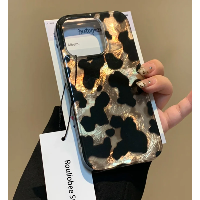 欧克里里ins玳瑁色豹纹适用苹果16手机壳iphone15/14漩涡13/12/11