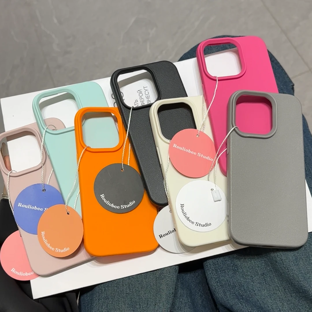 欧克里里纯色适用iphone16promax多色荔枝纹苹果14/13/15手机壳12