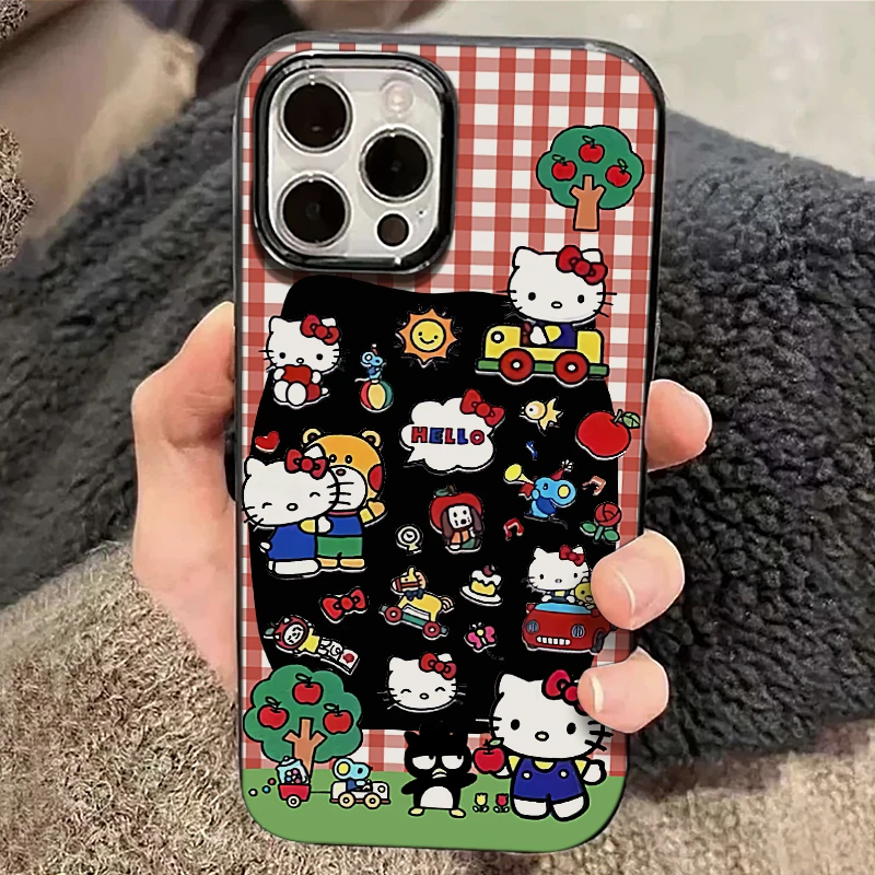 欧克里里红格苹果树凯蒂大孔亮黑适用iPhone15/14苹果13/12果冻壳