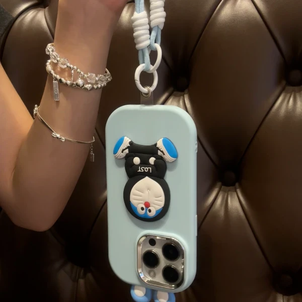 欧克里里叮当立体耳朵挂绳适用小胖墩苹果手机壳华为vivo小米oppo