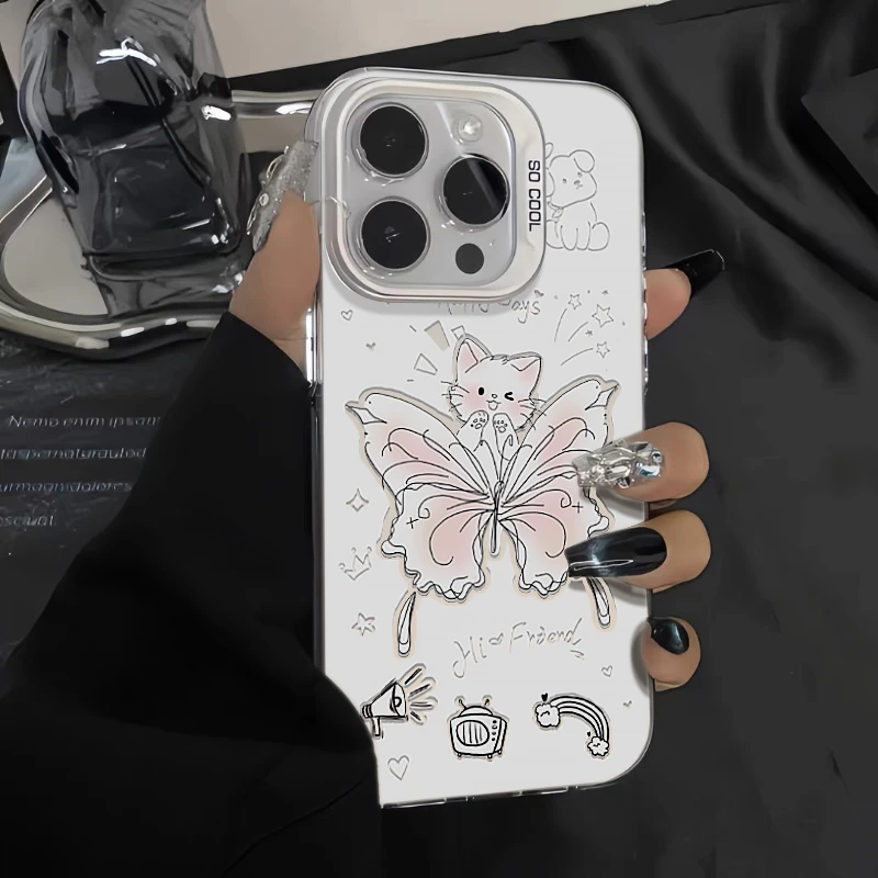 ins日韩粉蝴蝶星星小猫iphone15/13苹果手机壳14华为vivo小米oppo