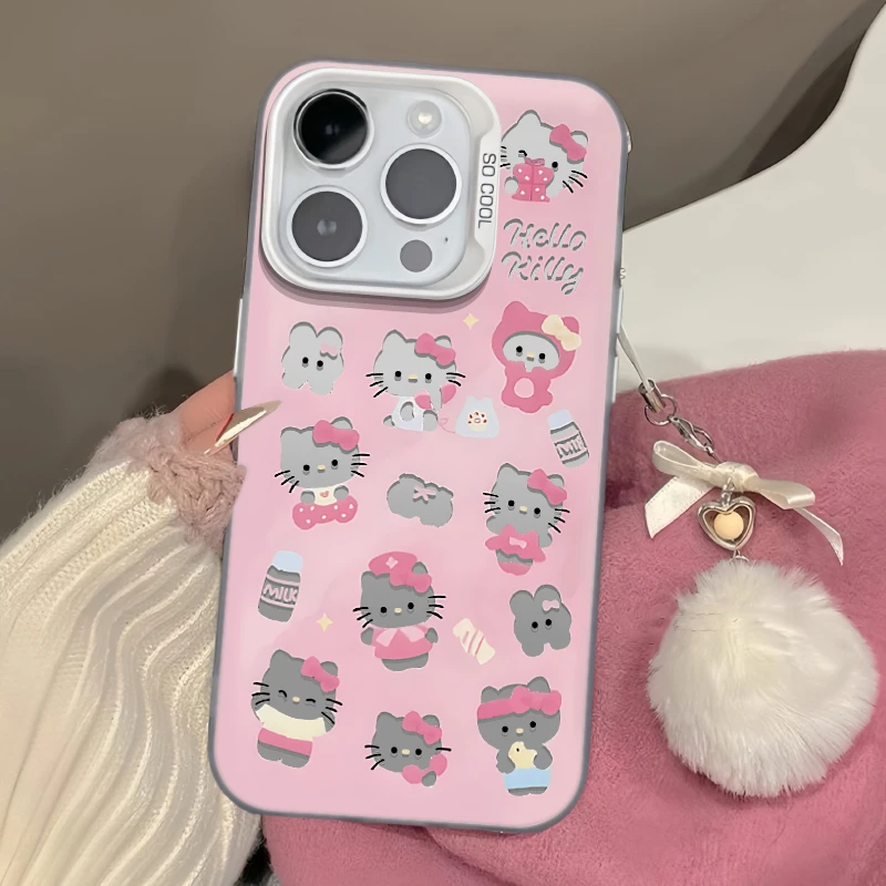 卡通镂空凯蒂iphone15/14/13元气壳12/11手机壳vivo华为oppo小米
