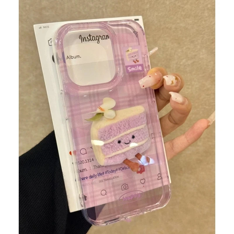 欧克里里紫芋泥蛋糕高透适用苹果16/15手机壳华为vivo小米14oppo