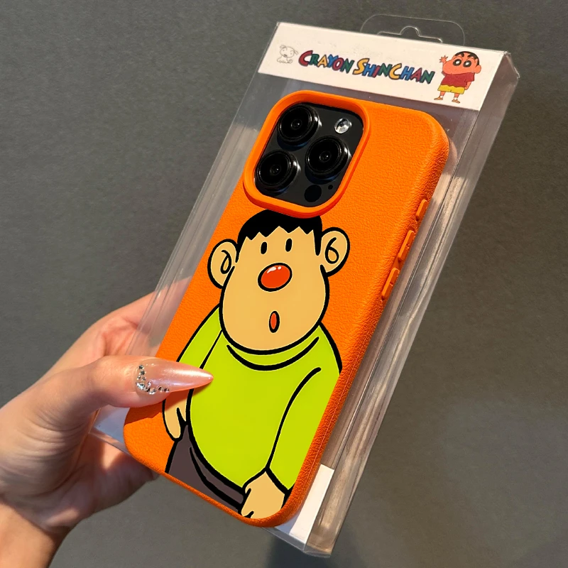欧克里里红鼻子胖虎荔枝纹适用iphone15苹果14手机壳13/12/11软壳