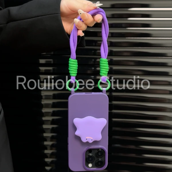 欧克里里ins紫怪兽手机壳iPhone15/14promax斜挎挂绳苹果11/12/13