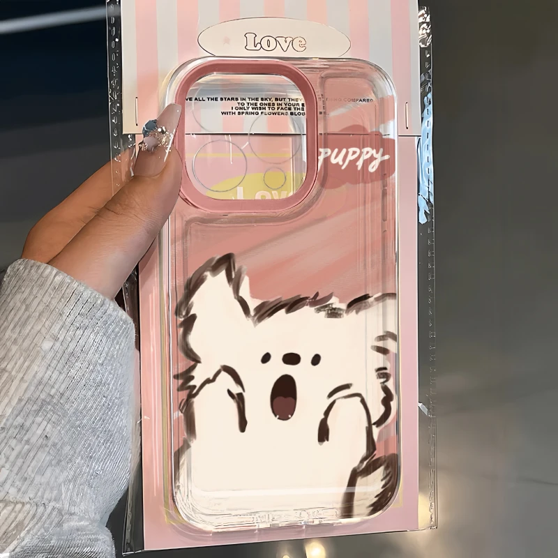 欧克里里笔画呐喊小狗适用太空壳iphone15手机壳华为vivo小米oppo