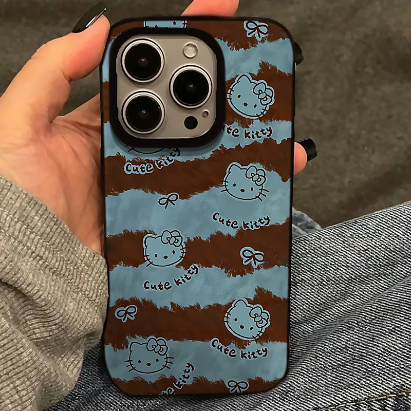 欧克里里复古kitty蓝条纹大孔适用iPhone14/15/16苹果13/12果冻壳