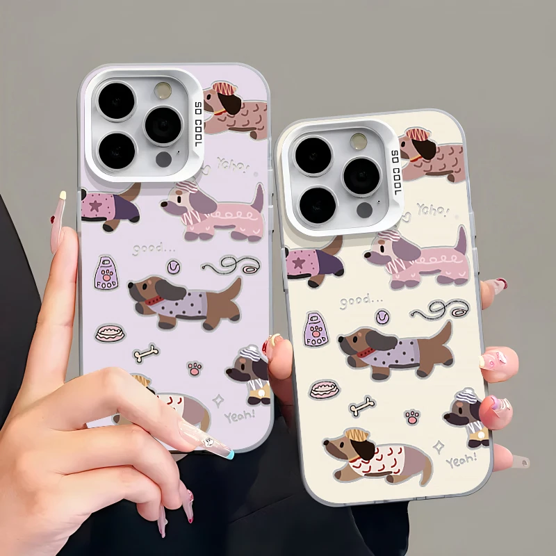 腊肠狗紫适用iphone15苹果手机壳14闺蜜元气壳vivo华为oppo小米套