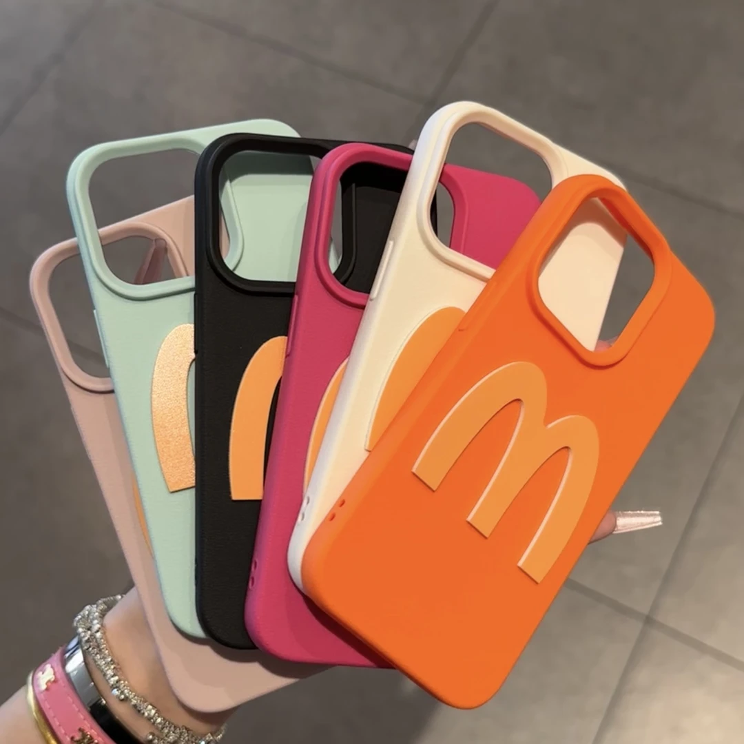 欧克里里立体M字母荔枝纹适用iphone15promax苹果12/13/14手机壳