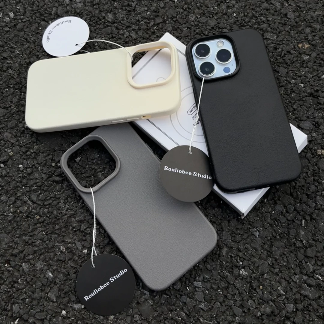 欧克里里纯色简约手机壳适用iphone1516promax荔枝纹苹果14/13/12