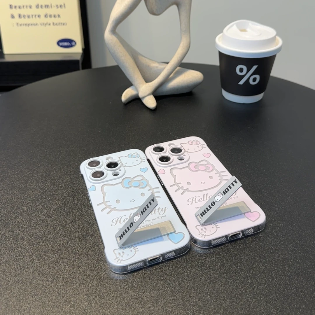 欧克里里蓝可爱小凯蒂猫金属支架适用苹果华为vivo小米oppo无边框