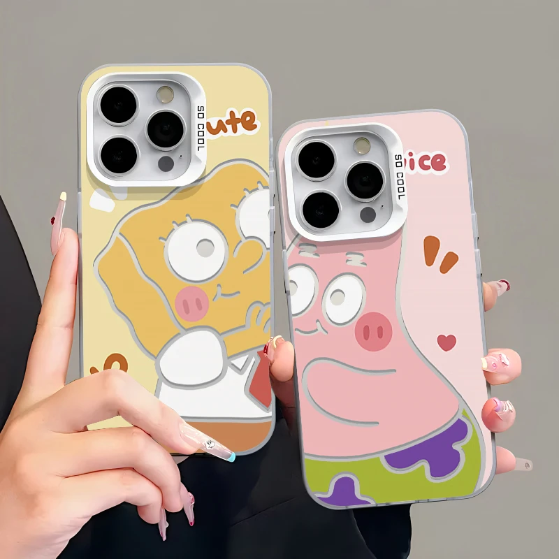 右贴贴海绵宝宝适用iPhone15/14可爱手机壳苹果vivo华为小米oppo